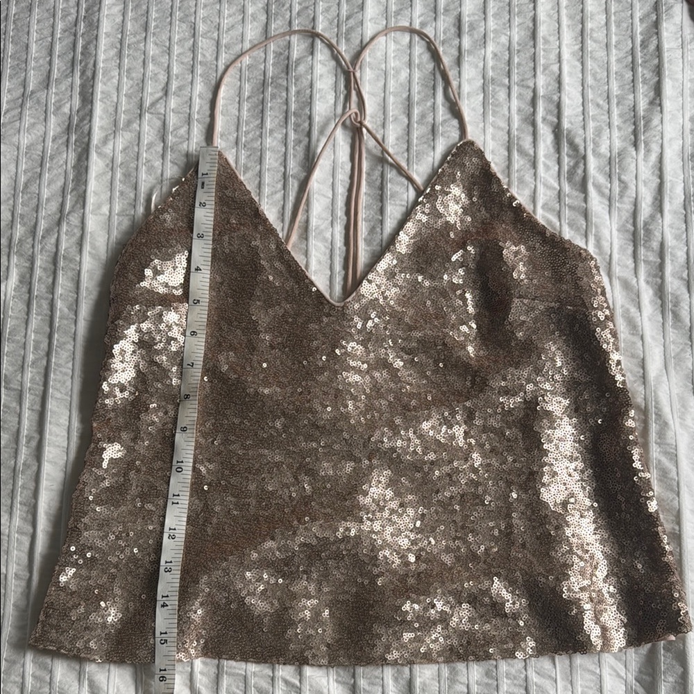 Sequin Halter Top - Gold